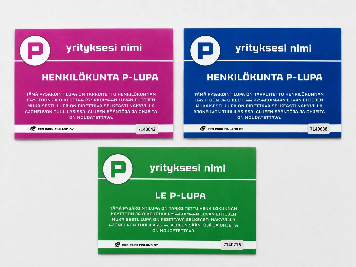 Paperiset pysäköintiluvat kiinteistön käyttöön